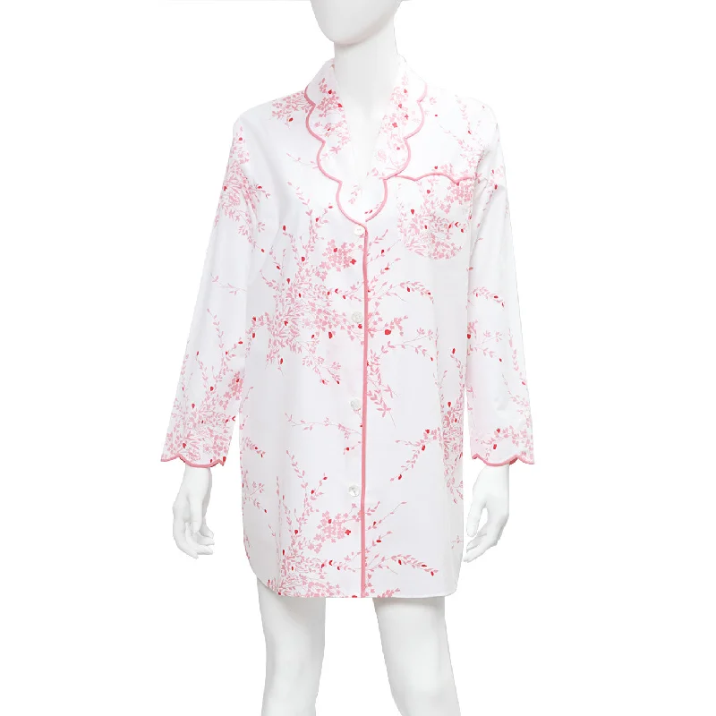 Nathalie Long Sleeve Nightshirt - Jeté de Fleurs Pink