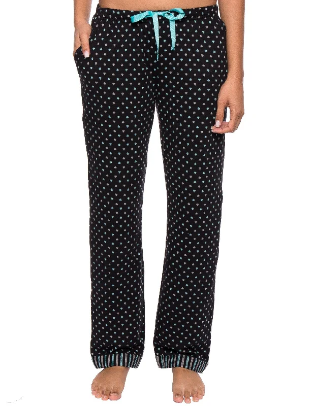 Women's Double Layer Knit Jersey Lounge Pants - Hearts Black/Aqua