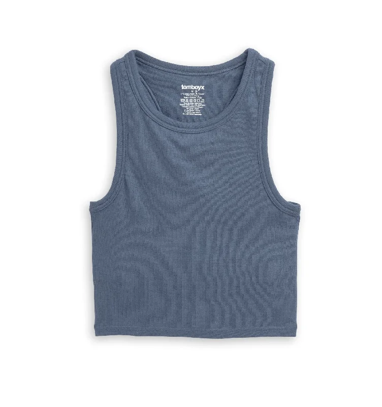 Instant Discount Organic Cotton Rib Bra Top - Blue Haze