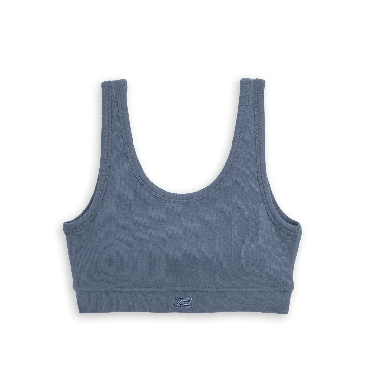 Final Markdown Organic Cotton Rib Essentials Soft Bra - Blue Haze