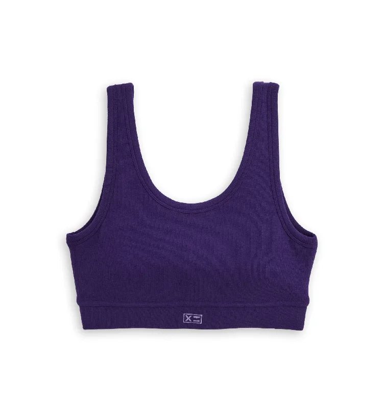 Midnight Madness Organic Cotton Rib Essentials Soft Bra - Ghostly Grape