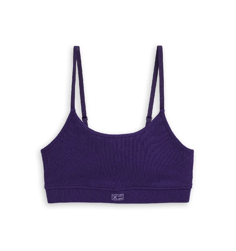 Massive Deals Organic Cotton Rib Low Cut Soft Bra - Ghostly Grape