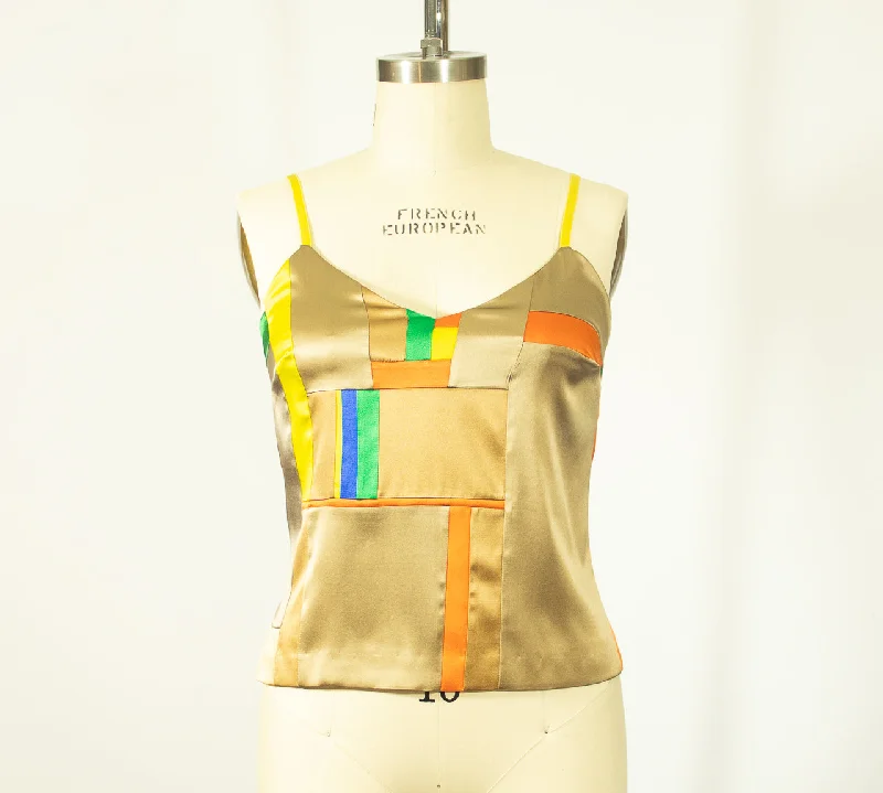 Weekend Specials to Delight Patchwork Medium Stretch Silk Camisole