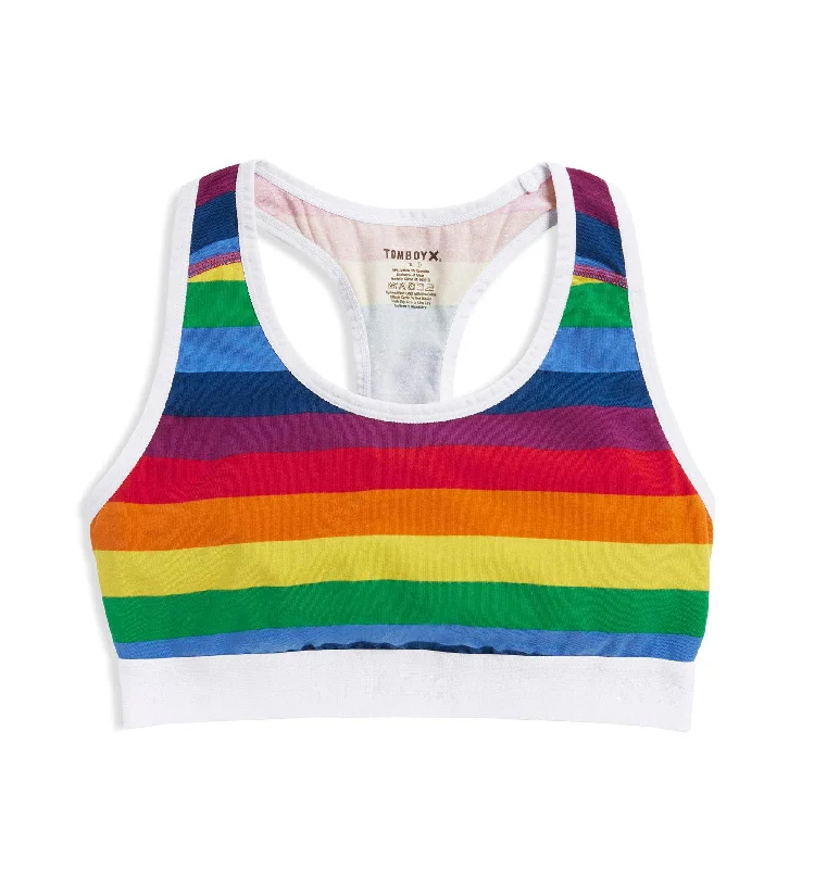 Extra Savings Racerback Soft Bra - Rainbow Pride Stripes