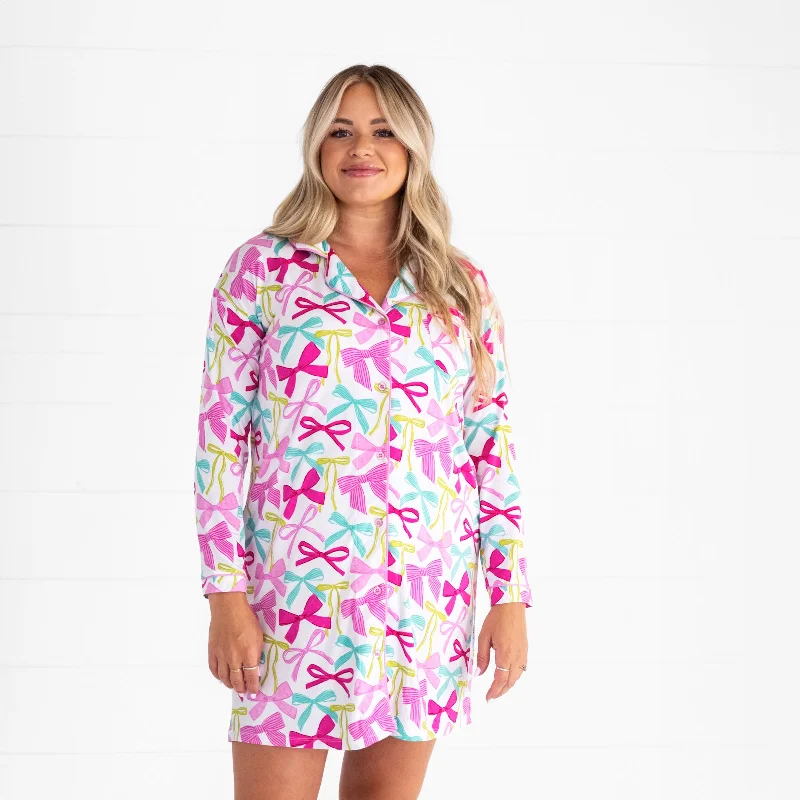 Ribbons & Bows Women's Long Sleeve Sleep Shirt