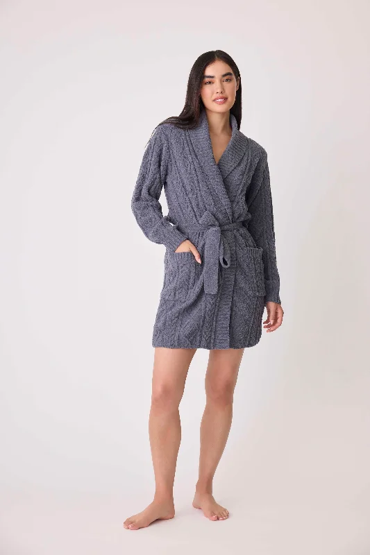 Chenille Cozy Cable Shawl Collar Robe