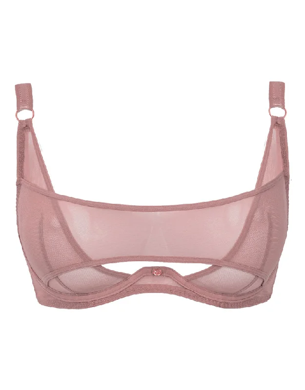 Amazing Deals Scantilly Peep Show Deep Plunge Bra Dusty Rose