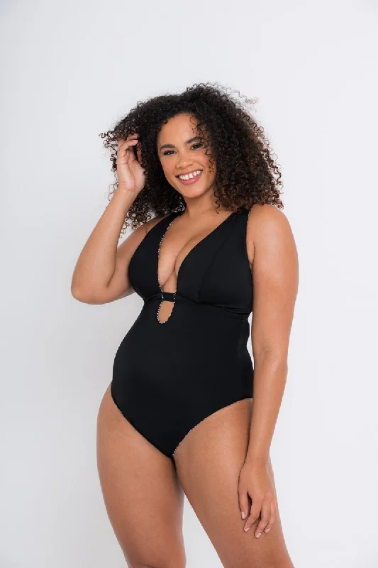 Shop the Weekend Away Sundown Reversible Non-Wired Swimsuit Black Print- CS025607