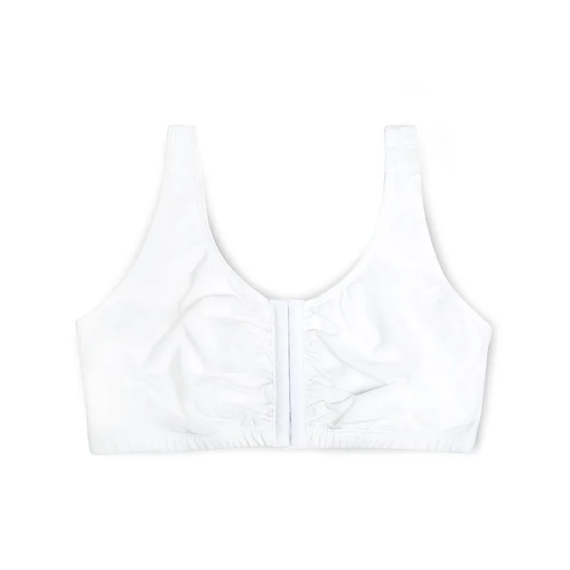 Super Bargain Women's Beyond Soft Front Closure White Cotton Bra 96014