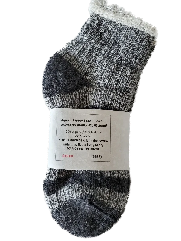 S633 Alpaca Slipper Sock Natural / Black Stripe Ladies Medium / Mens Small