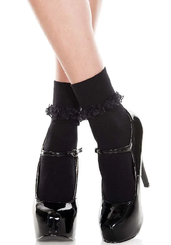 Black Ruffle Trim | ANKLE SOCKS