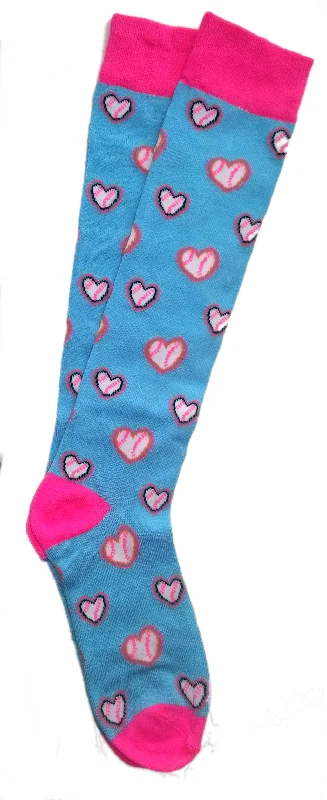 Baseball Softball Heart Knee High Socks