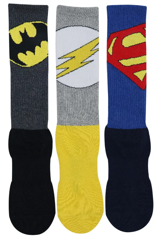 Justice League Men's Sports Socks - Superman, Batman, Flash - (Pack of 3 Pairs/1U)