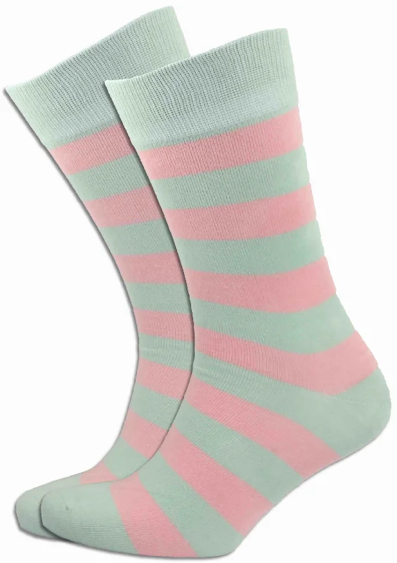 Cucumber Green and Salmon Pink Socks