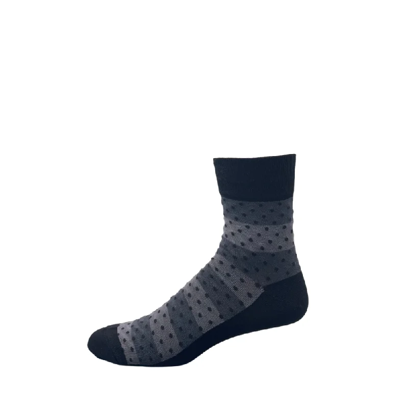 "Dot on Block" Quarter Length Bamboo Socks by Point Zero - Large