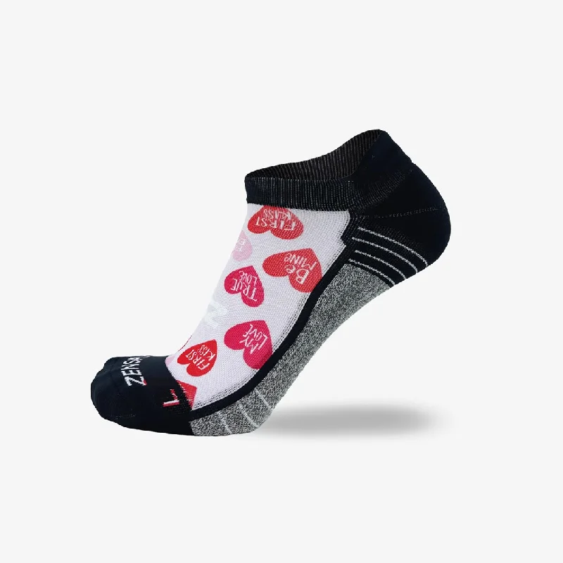 Heart Phrases Running Socks (No Show)