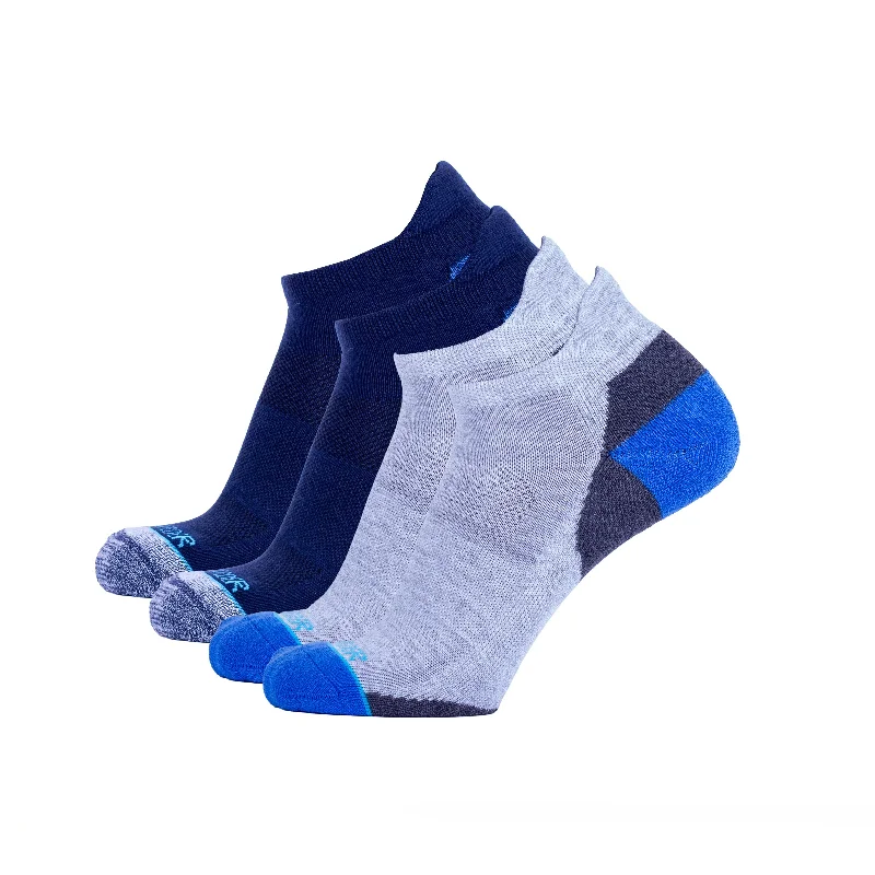 Heather Grey With Cobalt & Navy Heather Grey Two Pack - Extra Cushioned Ankle Socks