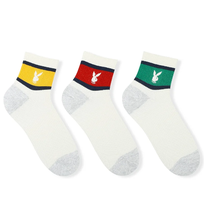 Men’s Playboy Themed Ribbed High Ankle Socks