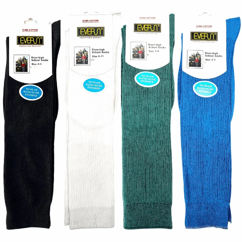 Pure Cotton Knee High School Socks