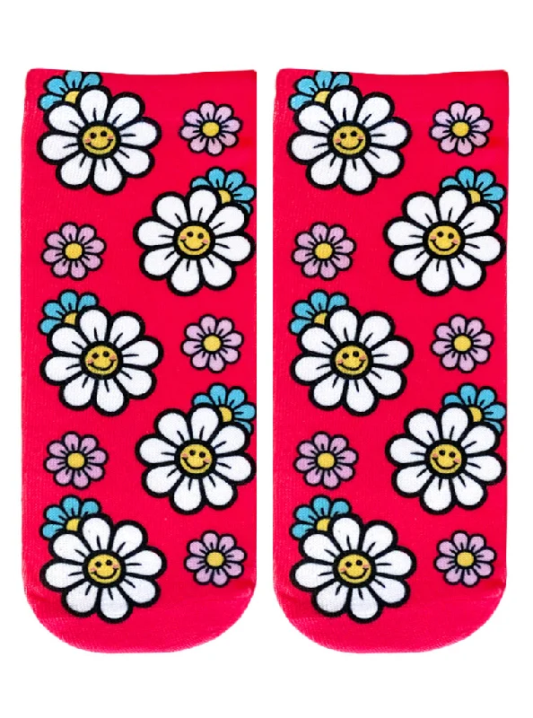 Smiley Daisy Flowers Ankle Socks