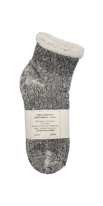 S210 Alpaca Slipper Sock Natural Ladies Medium