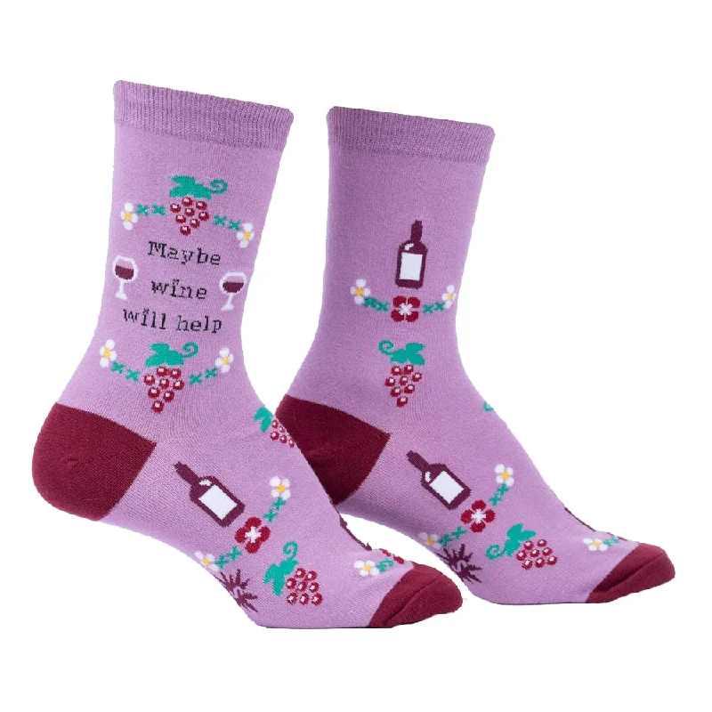 Sock It To Me Women's Crew Socks - Maybe Wine Will Help