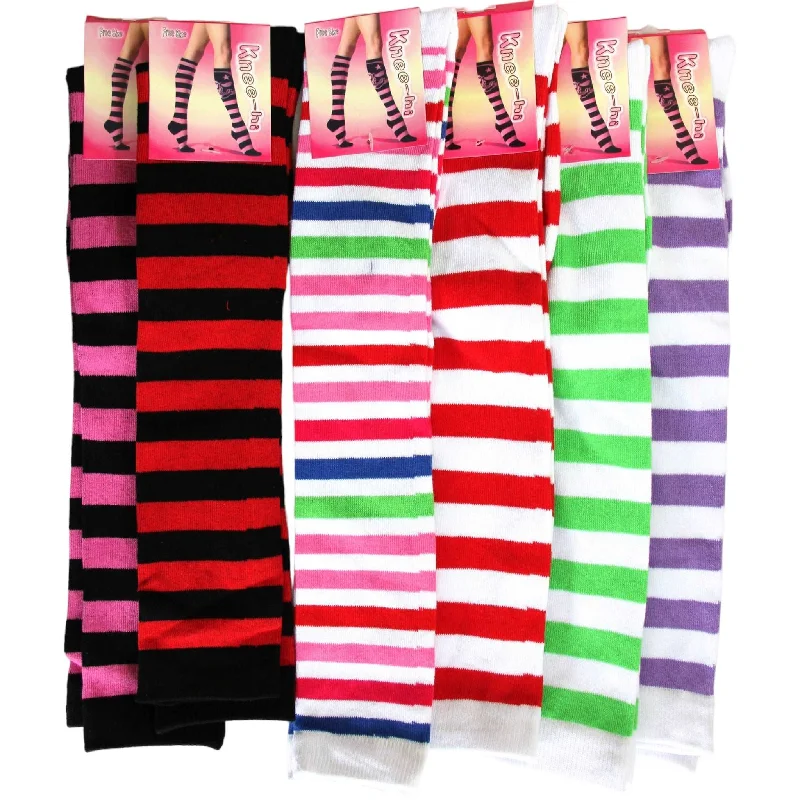 Pure Cotton Striped Knee High Socks