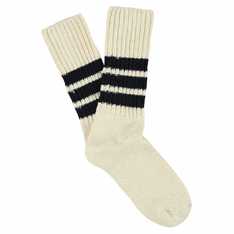 Stripes Crew Socks - Ecru / Blue