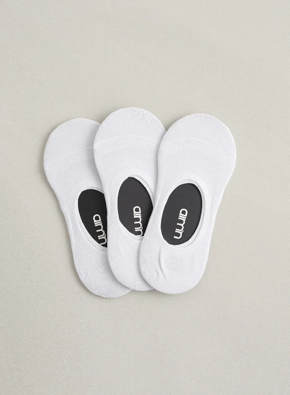 3-Pack White Invisible Workout Socks